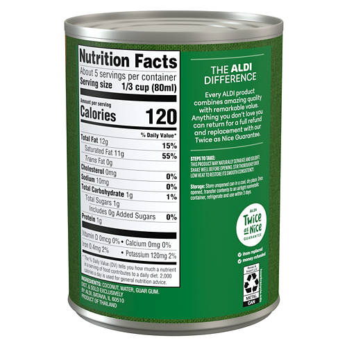 Aldi Unsweetened Coconut Milk, 13.66 fl oz